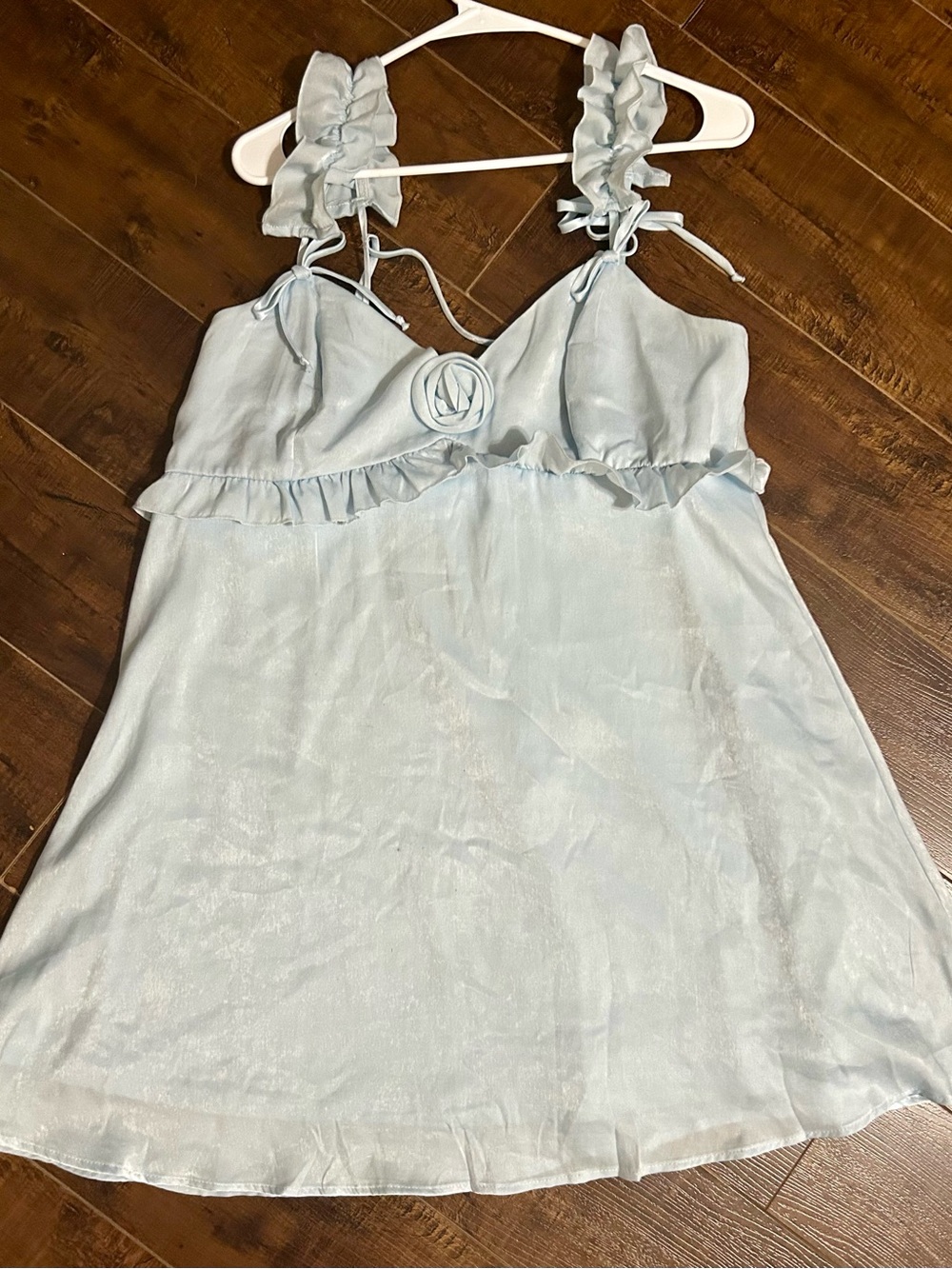 wild fable Light Blue Ruffled Strap Chemise Slip